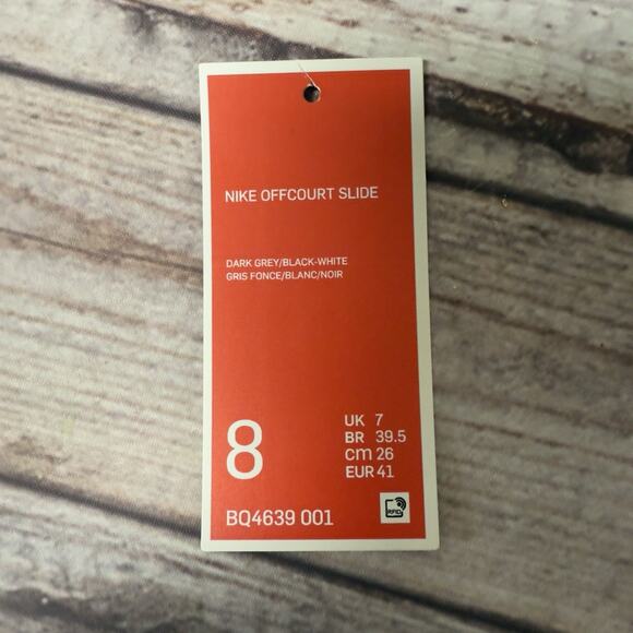 Nike Offcourt Slide Mens 8 Dark Grey Black White BQ4639 001 Cushioned Foot-Bed - Picture 6 of 6